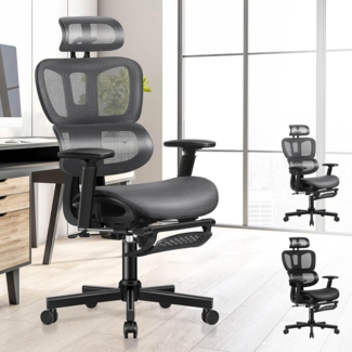 ALFORDSON Bürostuhl Ergonomischer Schwarz 3D