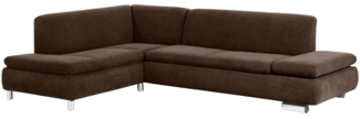 Ecksofa mit Ottomane links Kaye Bezug Veloursstoff Metallfuß verchromt / braun 23107