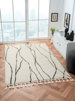 Myflair Möbel & Accessoires Hochflor-Teppich Moroccan Handwrite, rechteckig, Höhe: 24 mm, modern, marokkanisches Design, flauschig weich, mit Fransen