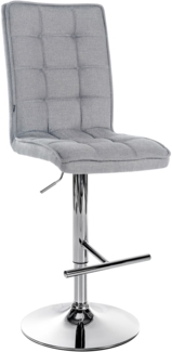 Barhocker PIMIR - Stoff Hellgrau 45 x 54 x 112 cm Silber | Barstuhl Höhenverstellbar Mit Lehne Drehbar Tresenhocker Tresenstuhl Kneipenhocker Kneipenstuhl