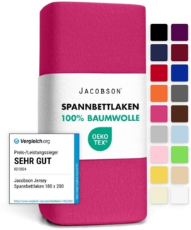 Jacobson Spannbettlaken aus 100% Baumwolle, Jersey Bettlaken 160 g/m², Spannbetttuch mit Gummizug, OEKO-TEX®, pflegeleicht, viele Farben