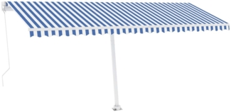 vidaXL Markise Manuell Einziehbar mit LED 500x300 cm Blau Weiß 3069581