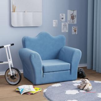 vidaXL Schlafsofa für Kinder Blau Weich Plüsch