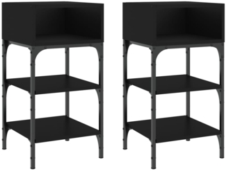 2er-Set Nachttische, Nachtschränke Schwarz 35 x 34,5 x 70 cm Holzwerkstoff