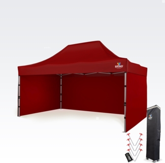 Faltpavillon 3x4,5m - mit 3 Wänden - Rot