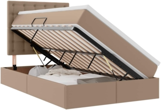 vidaXL Bett mit LED-Lichtleisten Cappuccino 120 x 200 cm PVC 3372300