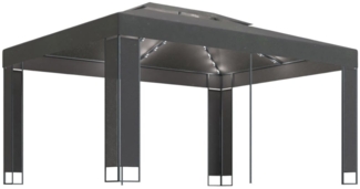 Pavillon mit LED-Lichterkette Anthrazit 3x4 m