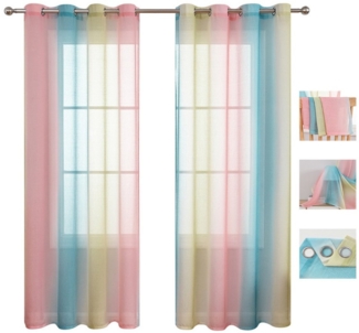 BTTO V&G Scheibengardine 1/2er Set Vorhang, Ösen Gardine Transparente Voile Fensterschal, (2 St), Vorhang Farbverlauf