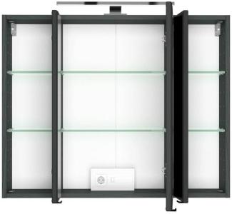 Badmöbel Programm 4-tlg. LAURIA-03 in Graphitgrau mit Wotaneiche Nb, inkl. Glasbecken und LED-Beleuchtung, BxHxT: ca. 200x200x49 cm