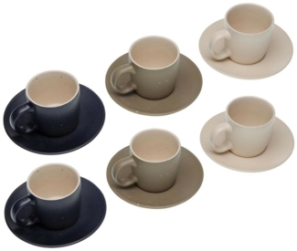 Teetassen, 6er-Set mit Teller Versa Tashi Steingut 8,3 x 7,8 x 8,3 cm Default Title