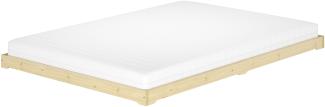 King Size Doppelbett 200x200 cm extra niedrig Loftbett Fichte Tanne geölt V-60.47-20Rollrost und Matratze inkl.