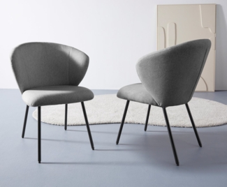 LeGer Home by Lena Gercke Esszimmerstuhl Galilea (Set, 2 St), mit elegantem Strukturstoffbezug und stabilem Metallfuß