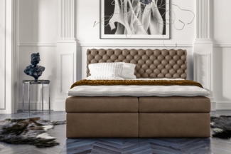 99rooms Alviero Boxspringbett Kunstleder SOFT Hellbraun 180x200 cm
