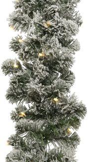 Lumineo LED-Girlande, LED Tannengirlande künstlich 2,7m beschneit Outdoor Grün / Warmweiß