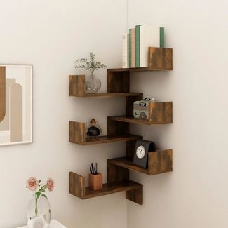 vidaXL Wand-Eckregale 2 Stk. Räuchereiche 40x40x50 cm Holzwerkstoff 815205