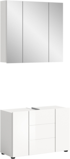 Xonox 'Vira III' Badezimmerset, MDF weiß, Hochglanz, 82 x 190 x 34 cm