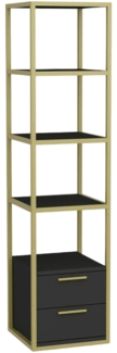 Dmora Bücherregal Arsim, Büroregal, Mobiler Buchhalter, Bücherbrett, 39x39h169 cm, Gold und Anthrazit