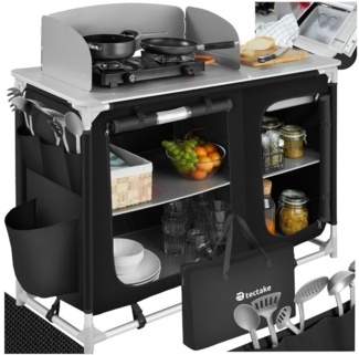 tectake Campingtisch Campingküche Luxus mit 4 Fächern (1-St, 1 tlg), Vielseitige Aufbauküche