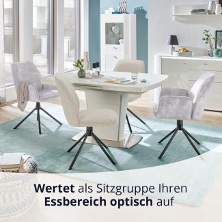 KHG Esszimmerstühle 4er Set, Küchenstuhl Bouclé Taupe, Stuhlbeine Metall lackiert, Polsterstuhl, Essstuhl, Stuhl, für Esszimmer Küche Büro