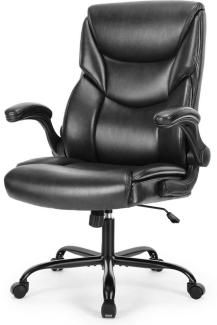 Refined Living Chefsessel Bürostuhl mit gepolsterten Klappbare Armlehnen Höhenverstellbar 120kg (360° leise Rollen Neigbar Drehstuhl Ergonomie Modern PU-Leder), Computerstuhl Gaming-Stuhl Müdigkeit lindern, Büro, Studium,