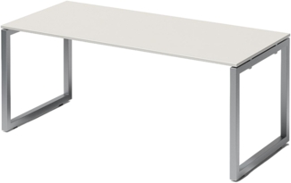 Bisley Cito Schreibtisch 180x80 cm, Tischplatte in grau, O-Gestell in Silber - Bürotisch & Computertisch, PC Tisch für's Büro, Arbeitshöhe: 74 cm, DOF1808-GW-355