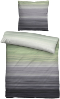 biberna Satin Bettwäsche 0614610 STREIFEN, pistaziengrün, 1x 155x220 cm + 1x 80x80 cm