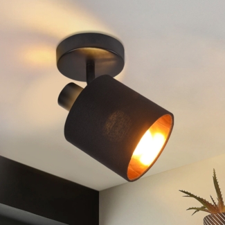 ZMH Deckenlampe 1 Flammig Deckenstrahler Schwarz - Deckenleuchte Vintage Deckenspot E14 Wandstrahler Stoffschrim Schwenkbar 350 MAX. 40W fr Wohnzimmer Schlafzimmer Flur (ohne Leuchtmittel)