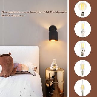 ZMH Deckenlampe 1 Flammig Deckenstrahler Schwarz - Deckenleuchte Vintage Deckenspot E14 Wandstrahler Stoffschrim Schwenkbar 350° MAX. 40W für Wohnzimmer Schlafzimmer Flur (ohne Leuchtmittel)