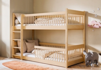 Kids Collective Kinderbett Hochbett Etagenbett 80x180, 90x190, 90x200 cm, umbaubar zu 2 Betten​ (mit abgerundeten Kanten), 90x200 cm von 4. bis 18. Lebensjahr, Natur