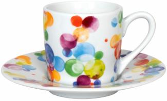 Könitz Espresso Tasse Colourful Cast Bubbles, Espressotasse, Tasse mit Untertasse, Porzellan, Bunt, 85 ml, 11 5 053 2708