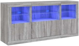 vidaXL Sideboard mit LED-Leuchten Grau Sonoma 142,5x37x67 cm 3209070