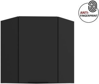 Küchen Eckhängeschrank 60x60 cm Küche ARIA Schwarz ultra matt + Schwarz matt, hochwertige Fronten mit Anti Fingerprint Beschichtung Küchenzeile Küchenblock