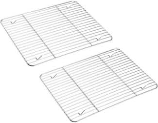 TEAMFAR Abkühlgitter 2er-Set Edelstahl Braten Grillen Kühlen 38,5 x 28 x 1,5 cm