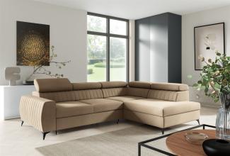 Ecksofa Schlafsofa Sofa TORONTO Stoff Element Beige Ottomane Rechts