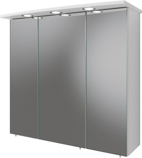 Saphir Spiegelschrank Quickset 316 Badschrank, 3 Spiegeltüren, 6 Einlegeböden, 75 cm breit inkl. LED-Beleuchtung, Türdämpfer, Schalter-/Steckdosenkombination