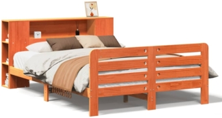 vidaXL Massivholzbett ohne Matratze Wachsbraun 140x190 cm Kiefernholz 3309901