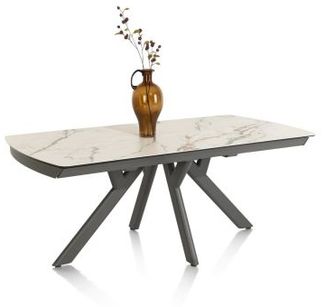 VEGAS Esstisch weiß Keramik auf Glas 170cm x 100cm x 77cm