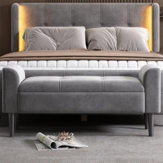 XDeer Bettbank Polsterbänke mit Armlehne, Bettbänke, Betthocker, , Bänke für das Schlafzimmer, Klavierbänke