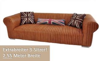 Clubsofa Columbia 3-Sitzer Vintage-Leder Columbia-Brown