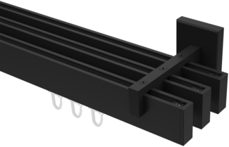 Innenlauf-Gardinenstangen-Set Smartline Paxo 300 cm (geteilt in 3x100 cm), 3-läufig, 14x35 mm Schwarz