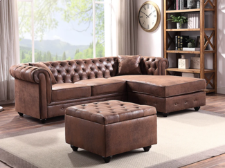 Sitzhocker mit Staukasten Microfaser Vintage Look LOMAI