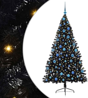 vidaXL Künstlicher vorbeleuchteter Weihnachtsbaum Schwarz 180 cm PVC 3397148