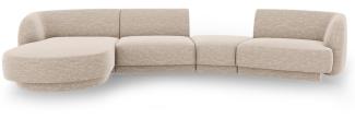 Micadoni Modulares Sofa Miley mit Recamiere 4-Sitzer Links Chenille Beige