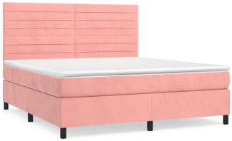 vidaXL Boxspringbett mit Matratze Rosa 160x200 cm Samt 3143096