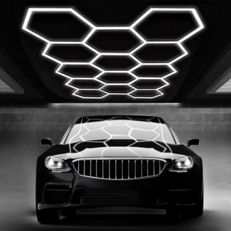 oyajia LED Dekolicht 14er-Pack Hexagon LED Deckenleuchte Werkstatt Garage Waben Beleuchtung, 520W, LED fest integriert, Kaltweiß, Sechseckige LED-Leuchte für Garage, Studio, Lager, Auto-Detailing-Shop