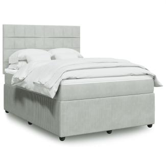 vidaXL Boxspringbett mit Matratze Hellgrau 140x190 cm Samt 3294634