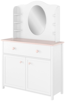 Kommode Luna Sideboard 110cm weiß rosa 2-türig mit Aufsatz