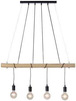 LED Hängeleuchte, 4 flammig, Holz, natur, H 120cm