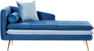 Chaiselongue Samtstoff blau linksseitig GONESSE