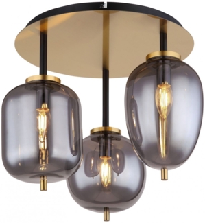 Deckenleuchte Wohnzimmer Deckenlampe Messing Farben Rauchglas Modern 15345-3DMM
